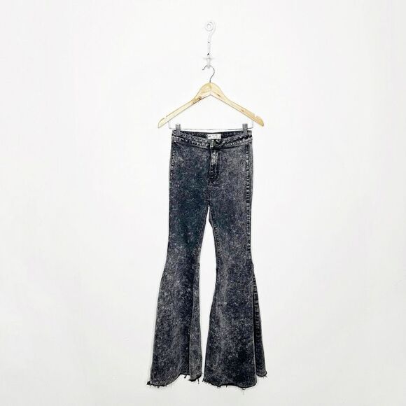 Free People Denim - Free People Acid Wash Black Flare Jeans
